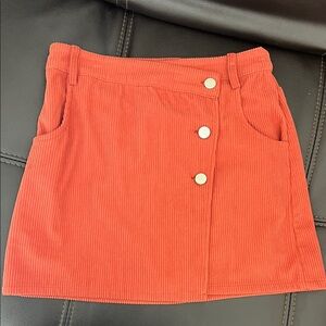 Women's Lulu’s Corduroy Button-Front Skirt - Orange